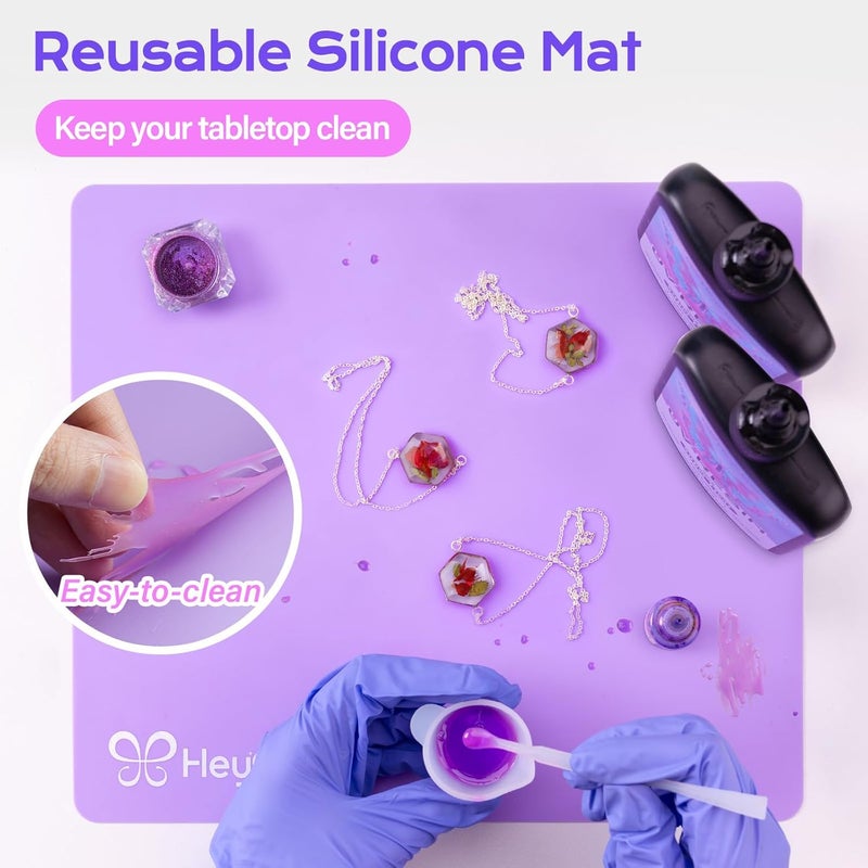 HeyClear 1500g UV Resin kit with Silicone Mat -Crystal Clear, Hard Premixed UV Epoxy Resina para Manualidades Fast Curing for Beginners Jewelry Making, DIY Crafts Art, Casting Coating 250g x 6 - Image 2